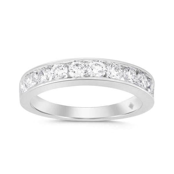 LADIES BAND 1CT ROUND DIAMOND 14K WHITE GOLD...