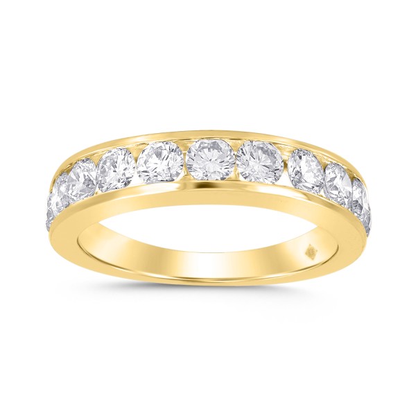 LADIES BAND 1 1/2CT ROUND DIAMOND 14K YELLOW GOLD...