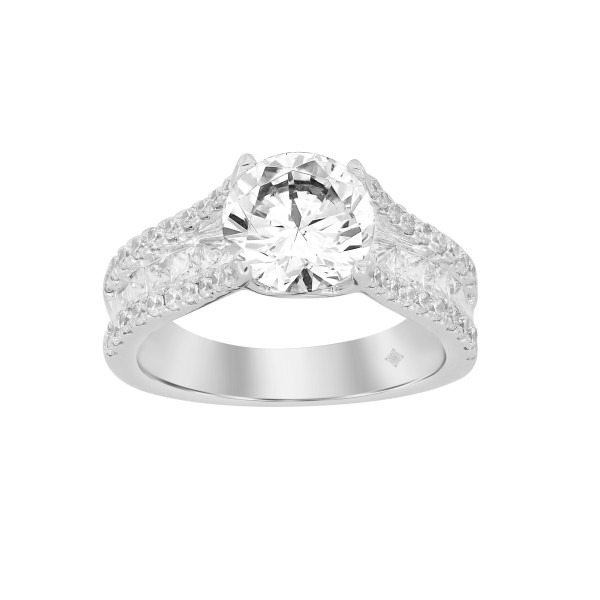 LADIES RING 3 1/2CT ROUND DIAMOND 14K WHITE GOLD (...