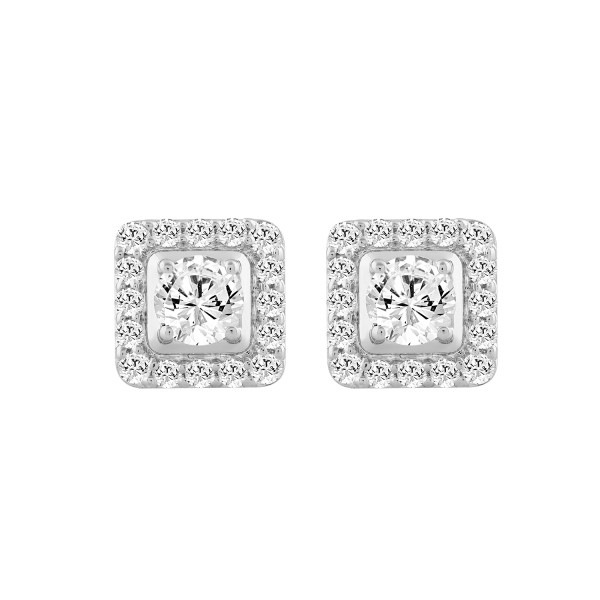 LADIES EARRINGS 1 3/4CT ROUND DIAMOND 10K WHITE GO...