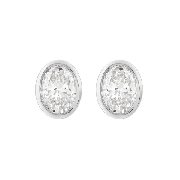 LADIES SOLITAIRE EARRINGS 2CT OVAL DIAMOND 14K WHI...