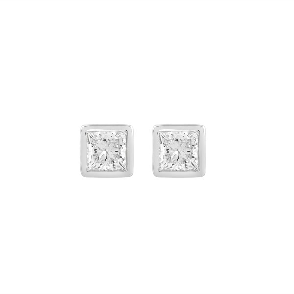 LADIES SOLITAIRE EARRINGS 1CT PRINCESS DIAMOND 14K...