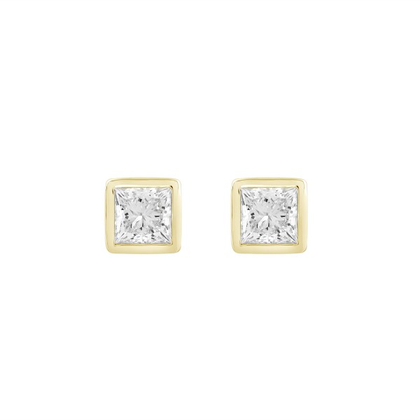 LADIES SOLITAIRE EARRINGS 1CT PRINCESS DIAMOND 14K...