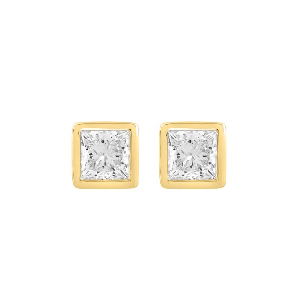 LADIES SOLITAIRE EARRINGS 2CT PRINCESS DIAMOND 14K...