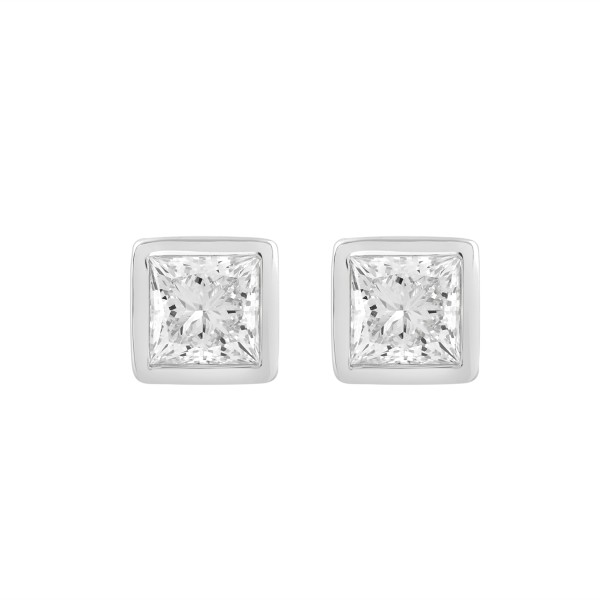 LADIES SOLITAIRE EARRINGS 3CT PRINCESS DIAMOND 14K...