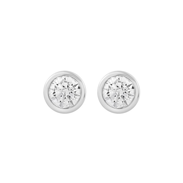 LADIES SOLITAIRE EARRINGS 1CT ROUND DIAMOND 14K WH...