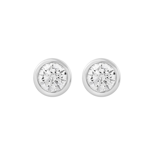 LADIES SOLITAIRE EARRINGS 2CT ROUND DIAMOND 14K WH...