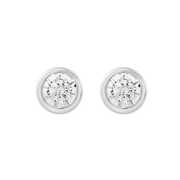 LADIES SOLITAIRE EARRINGS 3CT ROUND DIAMOND 14K WHITE GOLD