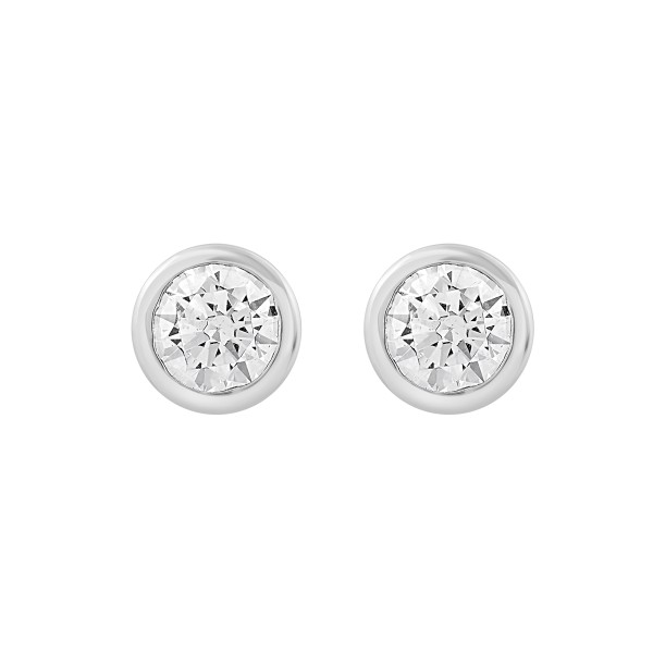 LADIES SOLITAIRE EARRINGS 3CT ROUND DIAMOND 14K WH...