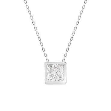 LADIES SOLITAIRE PENDANT 2CT PRINCESS DIAMOND 14K WHITE GOLD