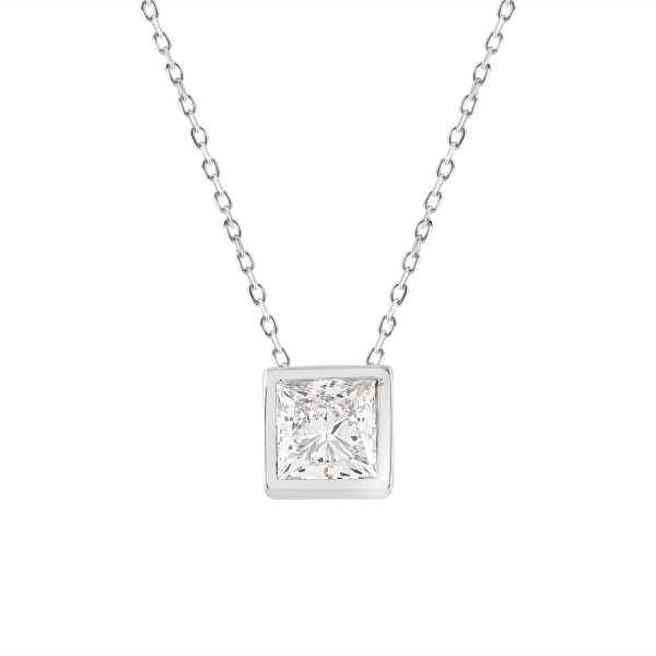 LADIES SOLITAIRE PENDANT 2CT PRINCESS DIAMOND 14K ...