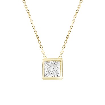 LADIES SOLITAIRE PENDANT 2CT PRINCESS DIAMOND 14K YELLOW GOLD