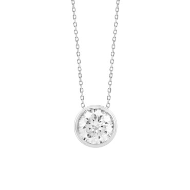 LADIES SOLITAIRE PENDANT 2CT ROUND DIAMOND 14K WHITE GOLD