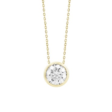 LADIES SOLITAIRE PENDANT 2CT ROUND DIAMOND 14K YELLOW GOLD