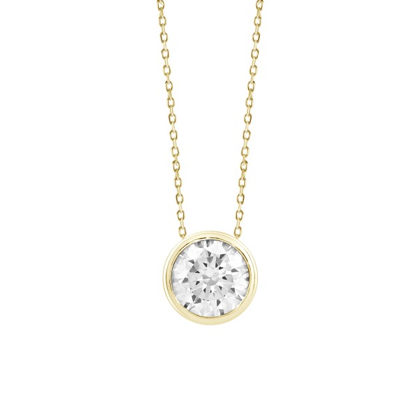 LADIES SOLITAIRE PENDANT 2CT ROUND DIAMOND 14K YEL...