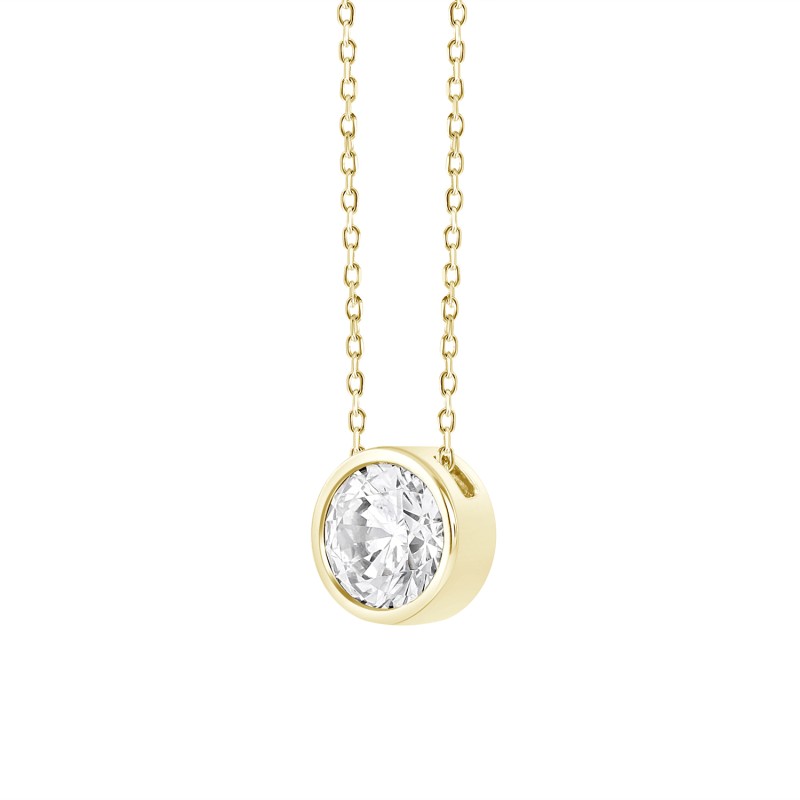 LADIES SOLITAIRE PENDANT 2CT ROUND DIAMOND 14K YELLOW GOLD