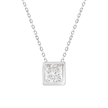 LADIES SOLITAIRE PENDANT 3CT PRINCESS DIAMOND 14K WHITE GOLD