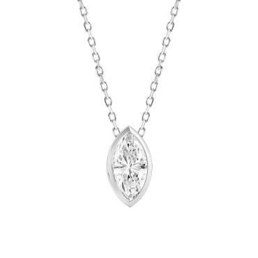 LADIES SOLITAIRE PENDANT 3CT MARQUISE DIAMOND 14K WHITE GOLD