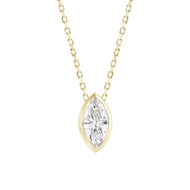 LADIES SOLITAIRE PENDANT 3CT MARQUISE DIAMOND 14K YELLOW GOLD