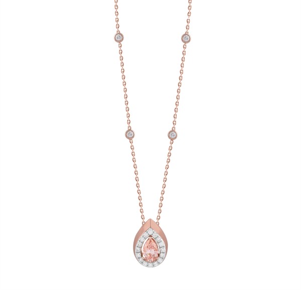 LADIES NECKLACE 3/4CT ROUND/PEAR DIAMOND 14K ROSE ...