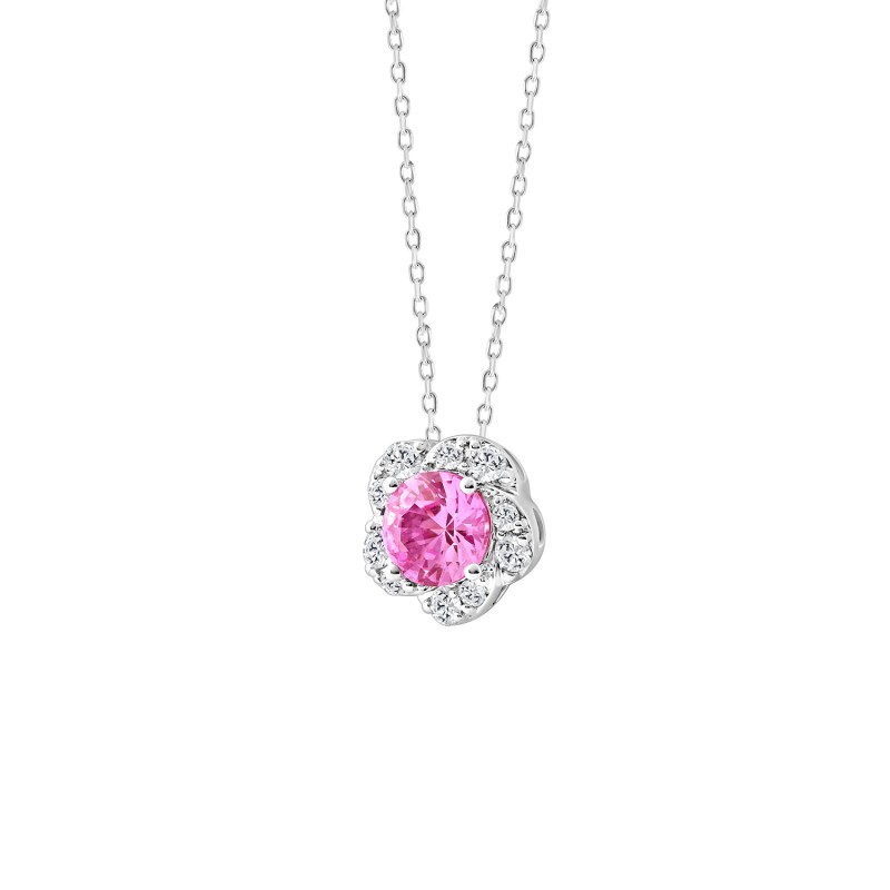 LADIES PENDANT 1CT ROUND DIAMOND 14K WHITE GOLD WITH CHAIN (CENTER STONE ROUND DIAMOND 3/4CT )