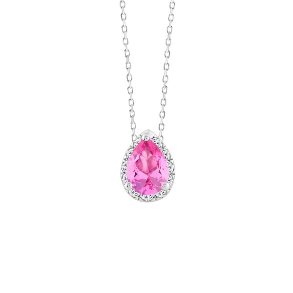 LADIES PENDANT 1 1/4CT ROUND/PEAR DIAMOND 14K WHIT...