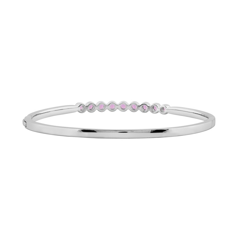 LADIES BANGLE 1 1/3CT ROUND DIAMOND 14K WHITE GOLD