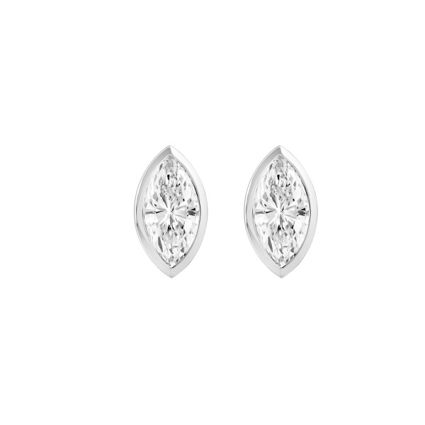 LADIES SOLITAIRE EARRINGS 1CT MARQUISE DIAMOND 14K...