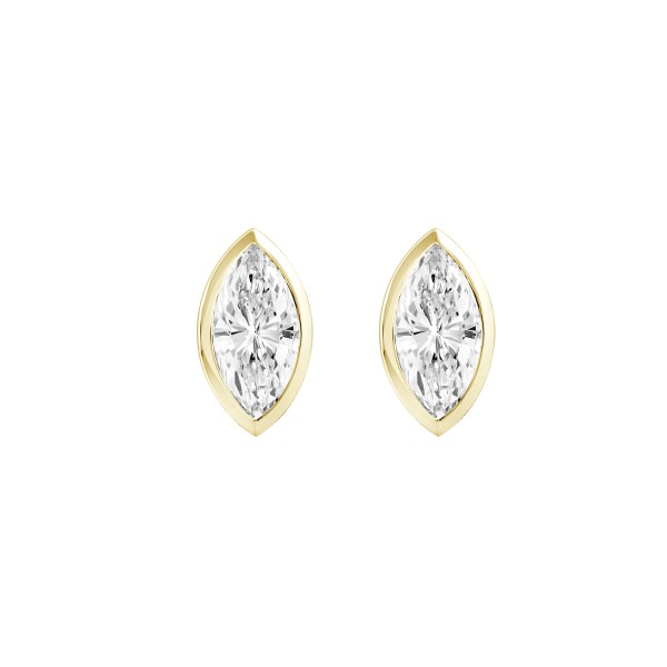 LADIES SOLITAIRE EARRINGS 1CT MARQUISE DIAMOND 14K...