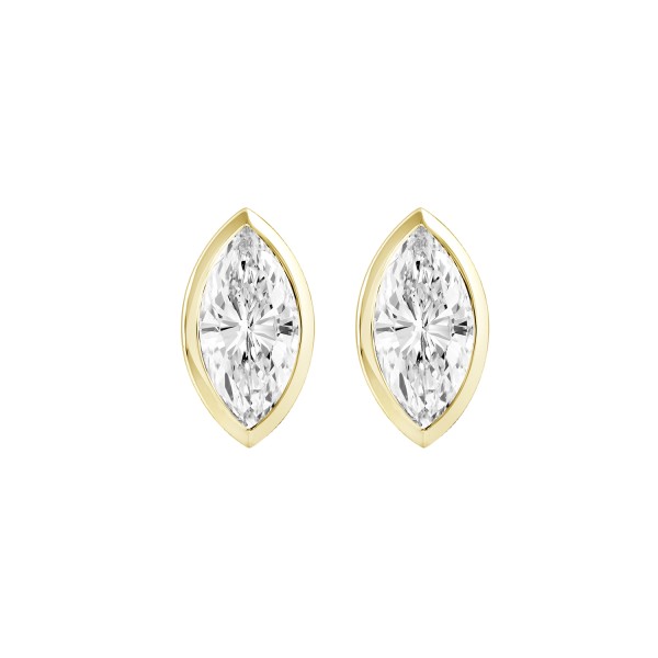 LADIES SOLITAIRE EARRINGS 2CT MARQUISE DIAMOND 14K...