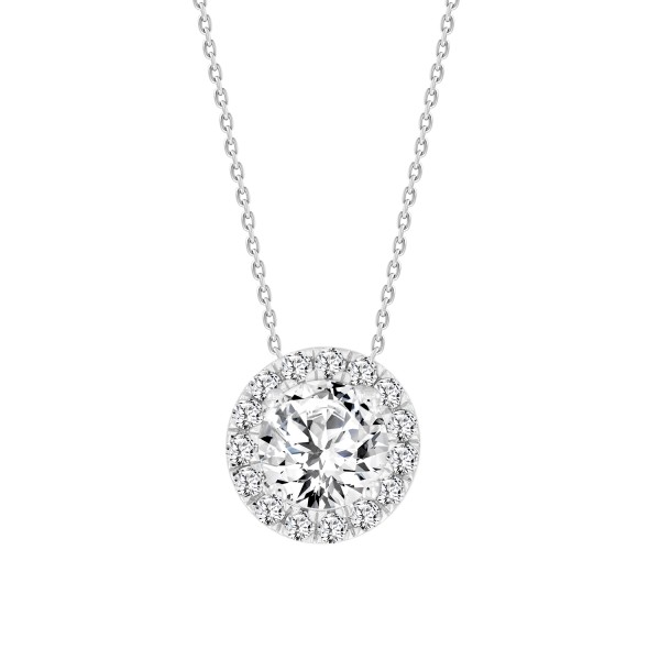 LADIES PENDANT WITH CHAIN 1 1/4CT ROUND DIAMOND 14...