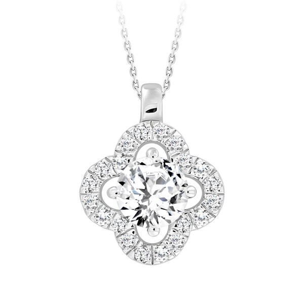 LADIES PENDANT WITH CHAIN 1 1/3CT ROUND DIAMOND 14...