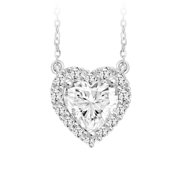 LADIES NECKLACE 1 1/4CT ROUND DIAMOND 14K WHITE GO...