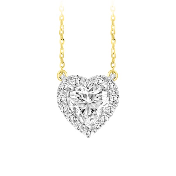 LADIES NECKLACE 1 1/4CT ROUND DIAMOND 14K YELLOW G...