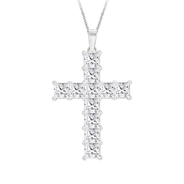 LADIES CROSS PENDANT WITH CHAIN 2 3/4CT PRINCESS D...