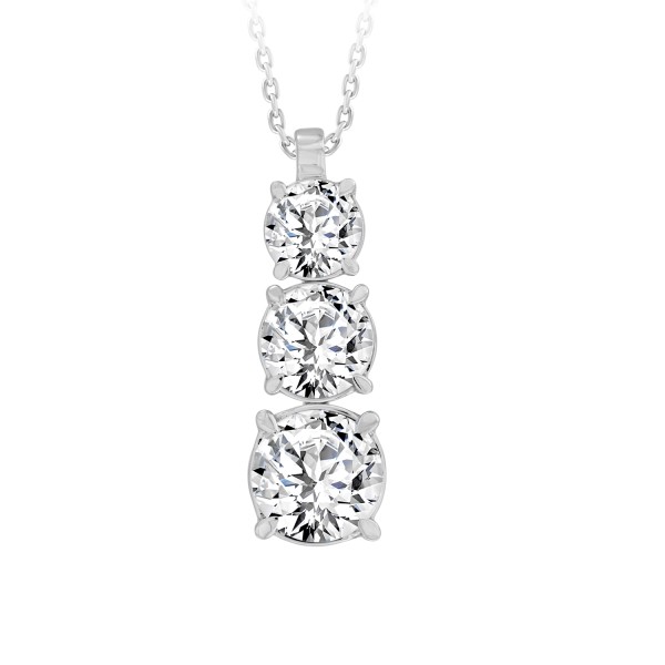 LADIES PENDANT WITH CHAIN 4CT ROUND DIAMOND 14K WH...