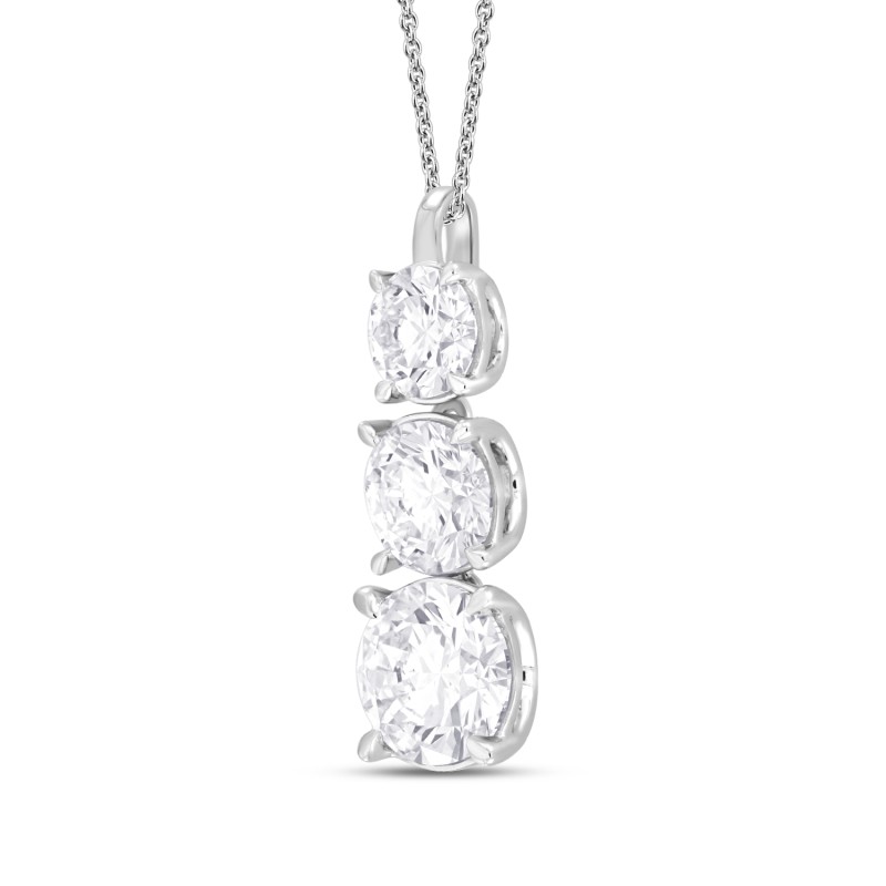 LADIES PENDANT WITH CHAIN 4CT ROUND DIAMOND 14K WHITE GOLD