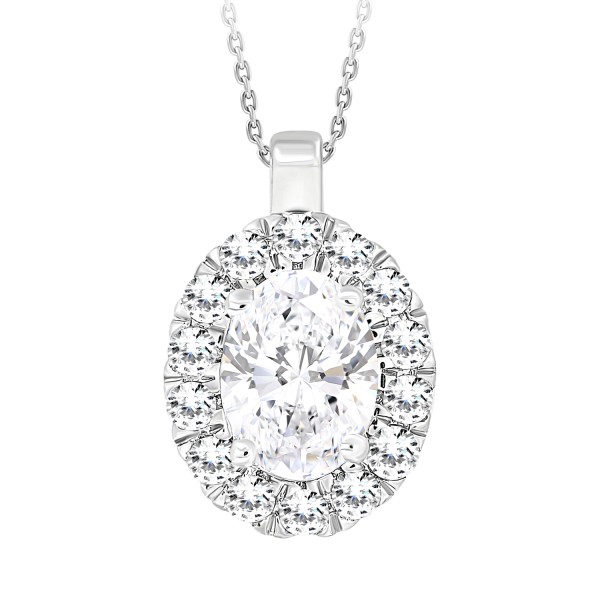 LADIES PENDANT WITH CHAIN 1 1/3CT ROUND/OVAL DIAMO...