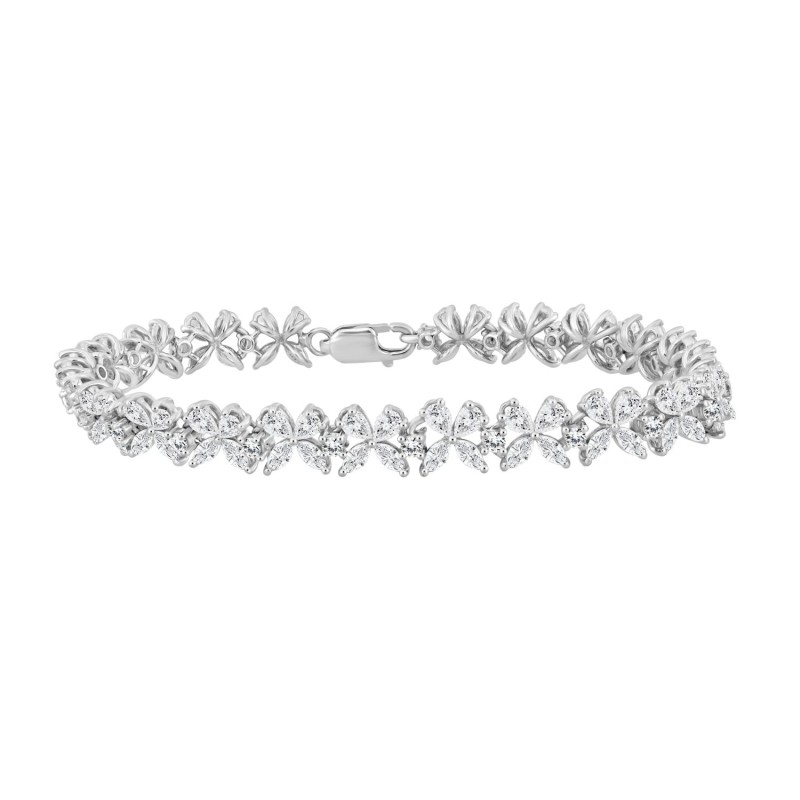 LADIES BRACELET 11 3/4CT ROUND/PEAR/MARQUISE DIAMOND 14K WHITE GOLD