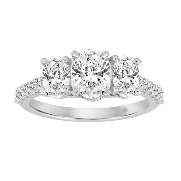 LADIES RING 2 1/4CT OVAL/ROUND DIAMOND 14K WHITE G...