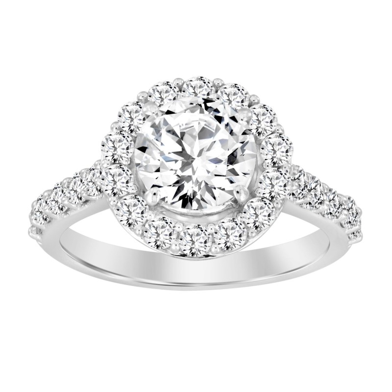 LADIES RING 2 1/2CT ROUND DIAMOND 14K WHITE GOLD (CENTER STONE ROUND DIAMOND 1 1/2CT )