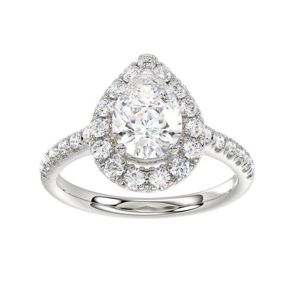 LADIES RING 1 1/2CT ROUND/PEAR DIAMOND 14K WHITE G...