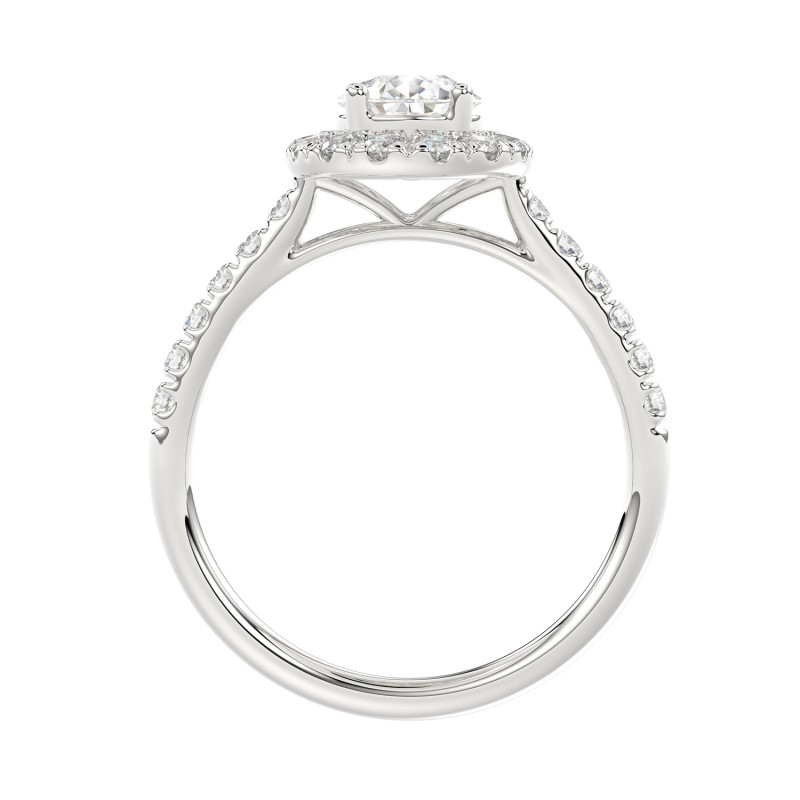 LADIES RING 1 1/2CT ROUND/PEAR DIAMOND 14K WHITE GOLD (CENTER STONE PEAR DIAMOND 1CT)