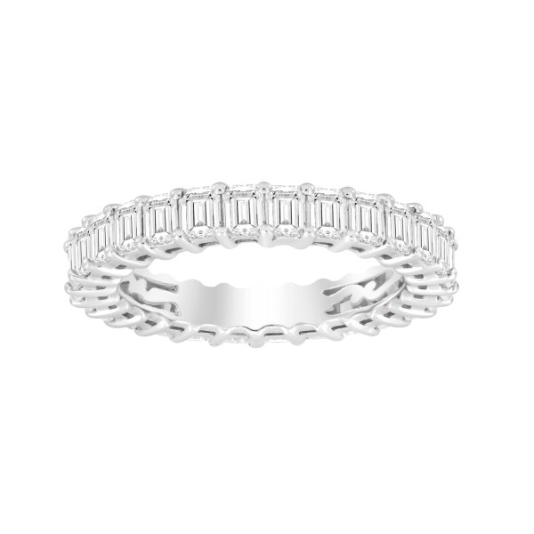 LADIES ETERNITY BAND 3CT EMERALD DIAMOND 14K WHITE...