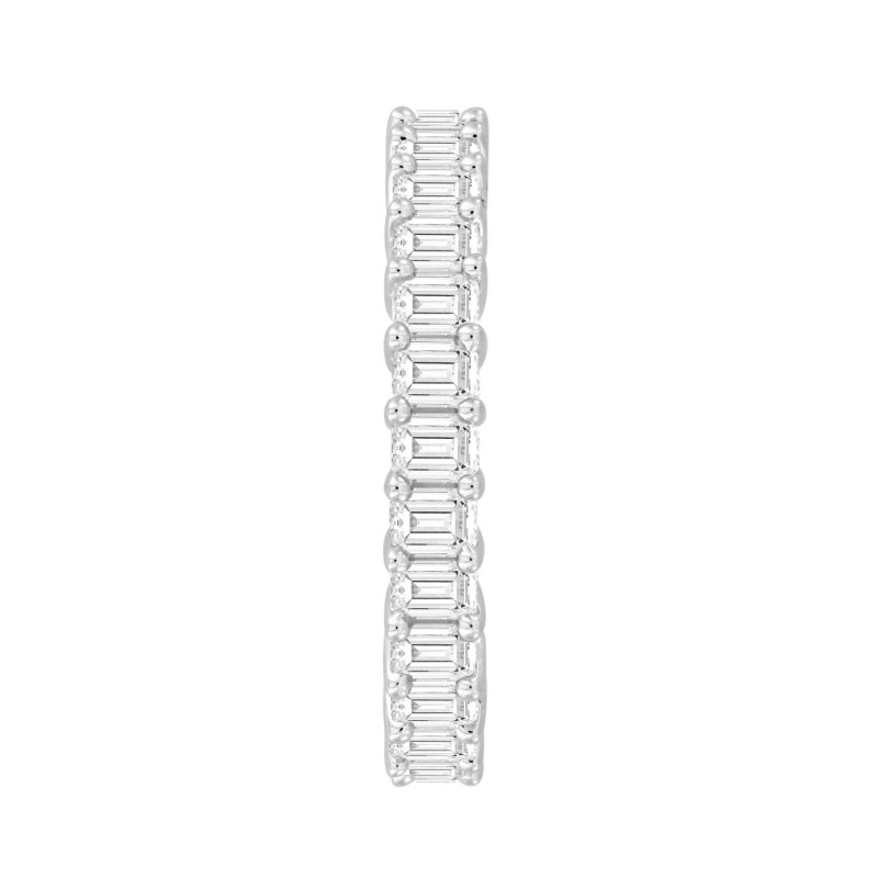 LADIES ETERNITY BAND 3CT EMERALD DIAMOND 14K WHITE GOLD