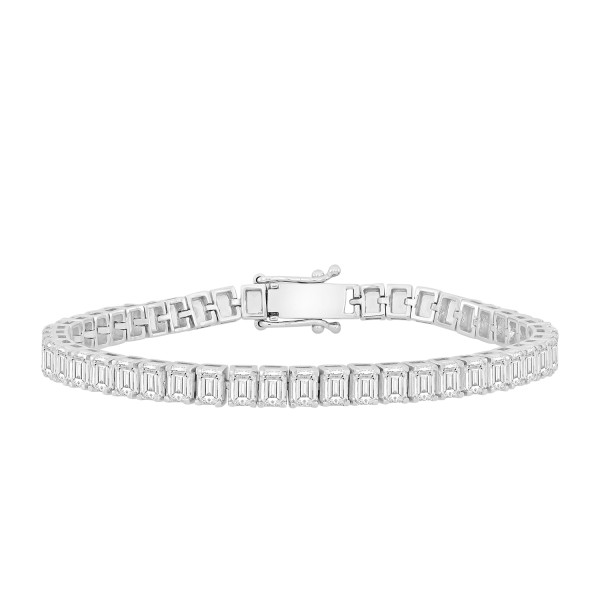 LADIES BRACELET 9CT EMERALD DIAMOND 14K WHITE GOLD...