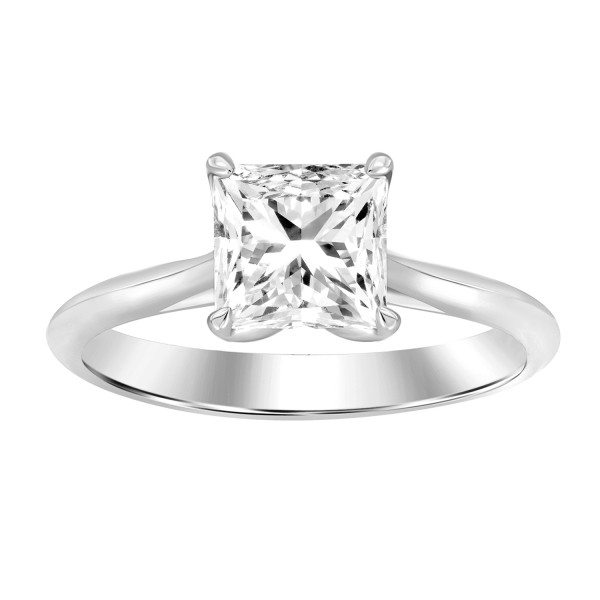 LADIES RING 1CT PRINCESS DIAMOND 14K WHITE GOLD...