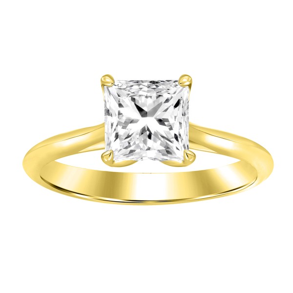 LADIES RING 1CT PRINCESS DIAMOND 14K YELLOW GOLD...