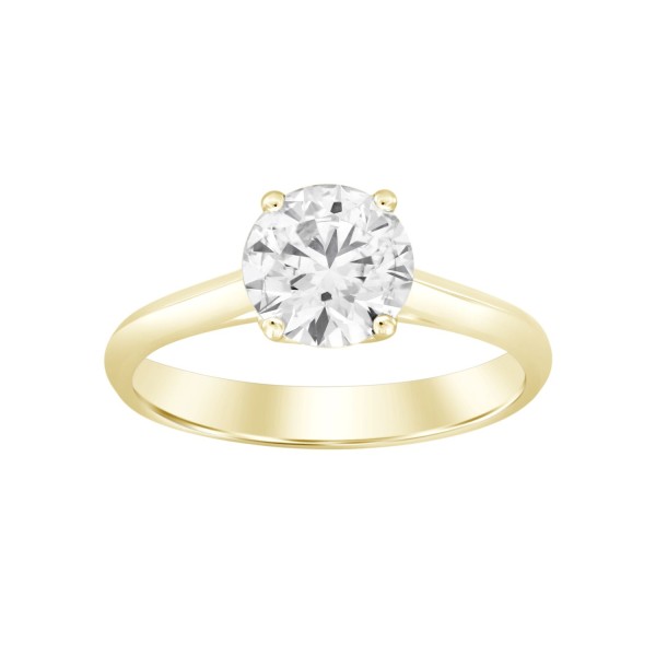 LADIES RING 1CT ROUND DIAMOND 14K YELLOW GOLD...