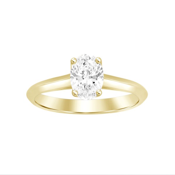 LADIES RING 1CT OVAL DIAMOND 14K YELLOW GOLD...